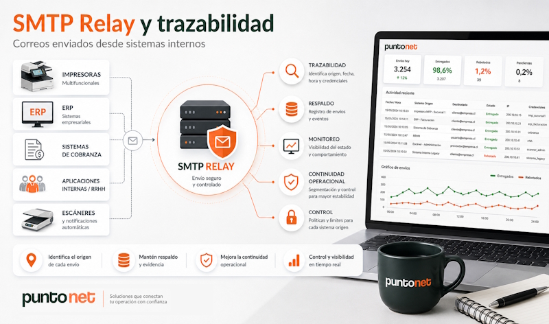 SMTP Relay y trazabilidad de correos enviados desde sistemas internos